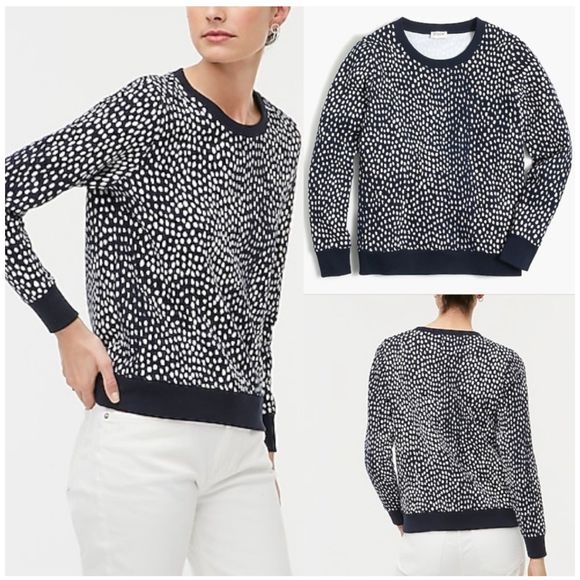 ⭐️3️⃣ for $20 ⭐️ J. Crew polk dots Printed Crewneck Sweatshirt - Picture 1 of 4